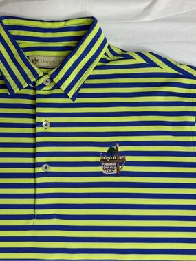 Donald Ross Golf Polo Shirt Mens Large Blue Green Stripe Vintage Country Club